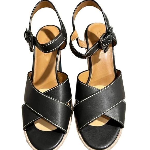 Coach Women's‎ Eaton Black Wedge Sandal Sz 9 - Picture 10 of 10